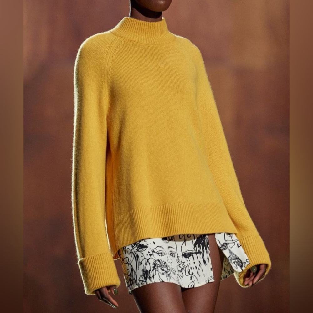 Reformation Harvest Yellow Cashmere Garrett Oversize Turtleneck Sweater - size S